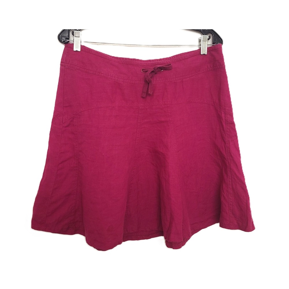 Athleta Daydream 100% Linen Fuschia Pink Sz 8 Mini Skirt A Line Flare High Rise